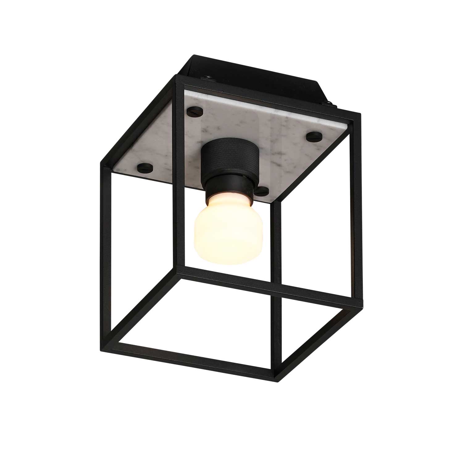 Caged Ceiling Small - Lámpara de techo contemporánea jaula de metal y mármol