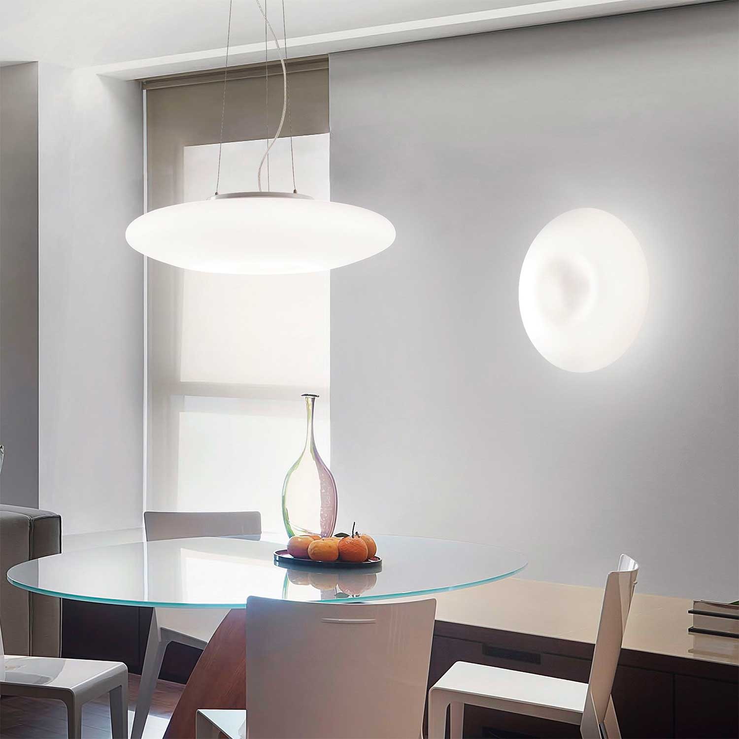 Glory - Suspension design en verre blanc pour chambre