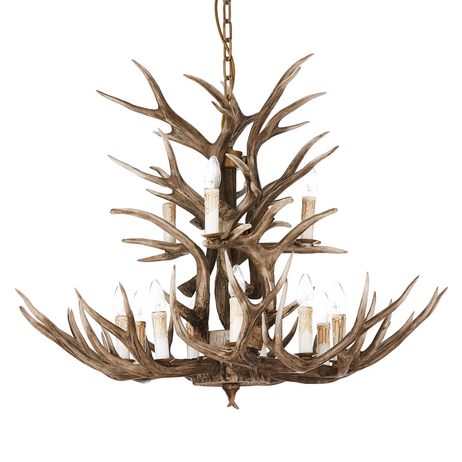 Chalet - Candelabro de madera de ciervo artificial en resina para chalet