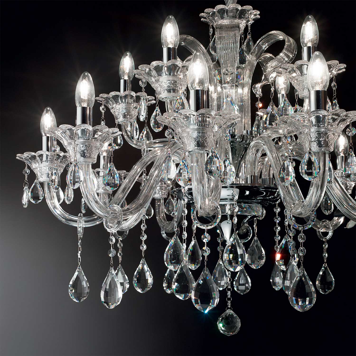 Colossal - Lustre chandelier en verre transparent ou fumé