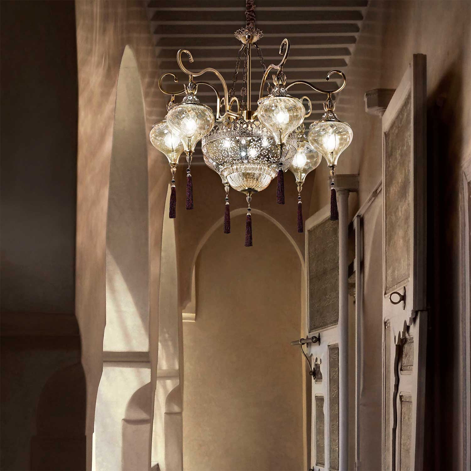 Harem - Lustre oriental en métal et cristal pour salon