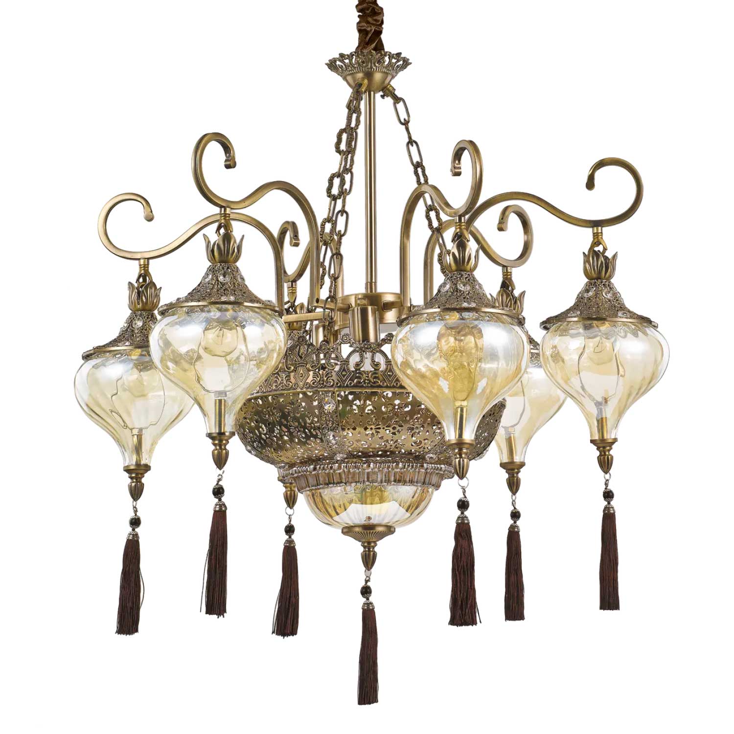 Harem - Lustre oriental en métal et cristal pour salon