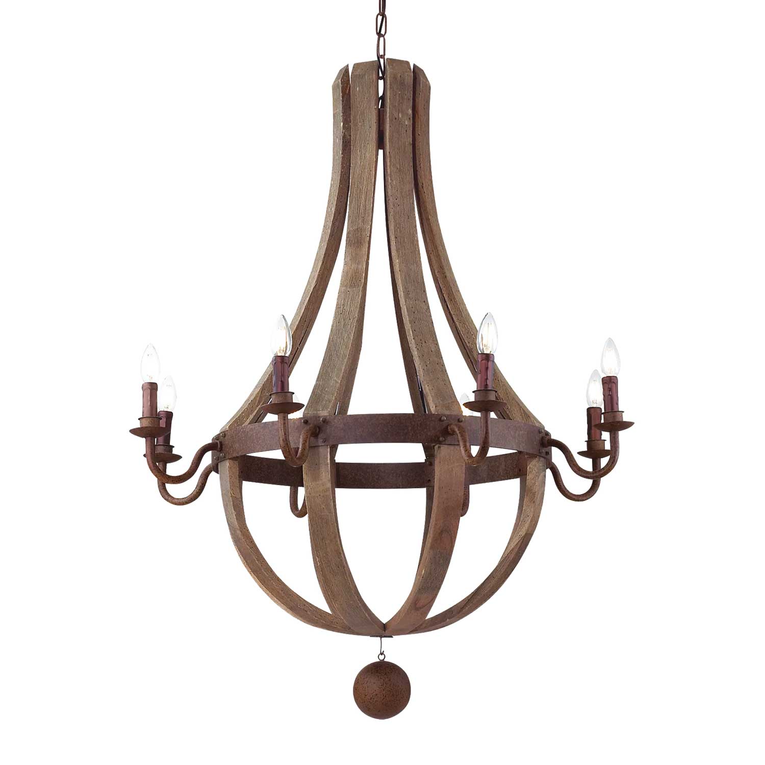 Millennium - Lustre en bois flotté et métal effet rouille ancien