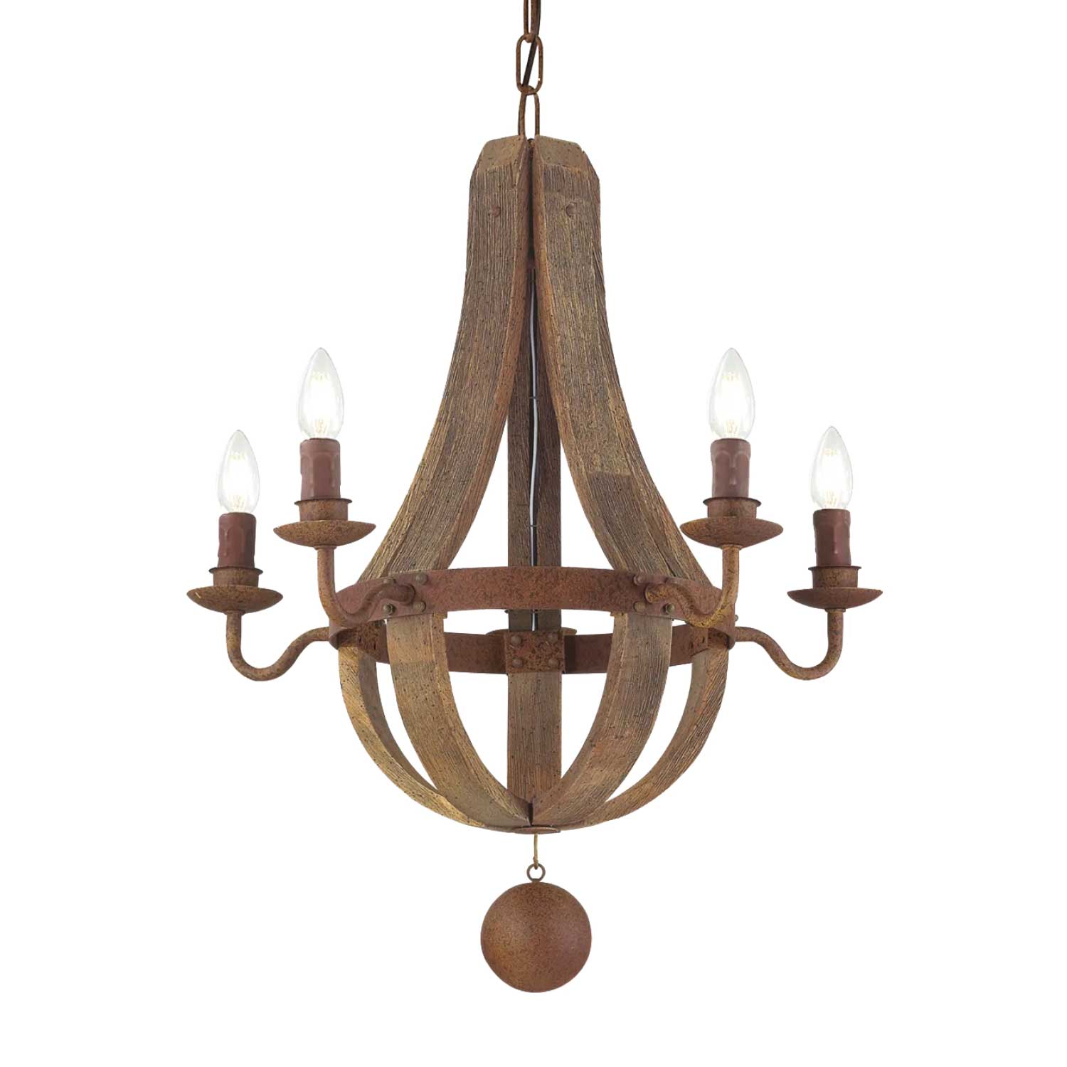 Millennium - Lustre en bois flotté et métal effet rouille ancien