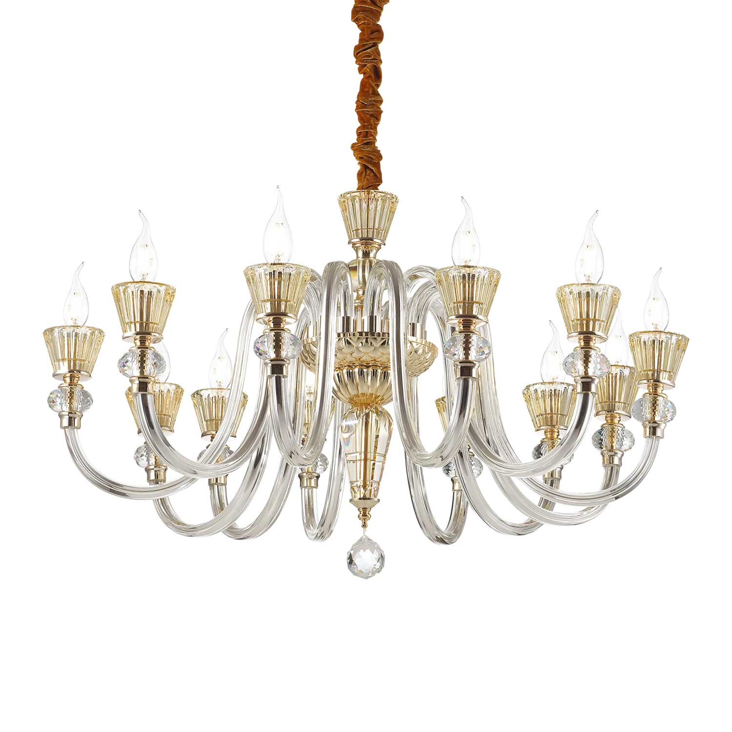 Strauss - Lustre chandelier en métal à pampilles château