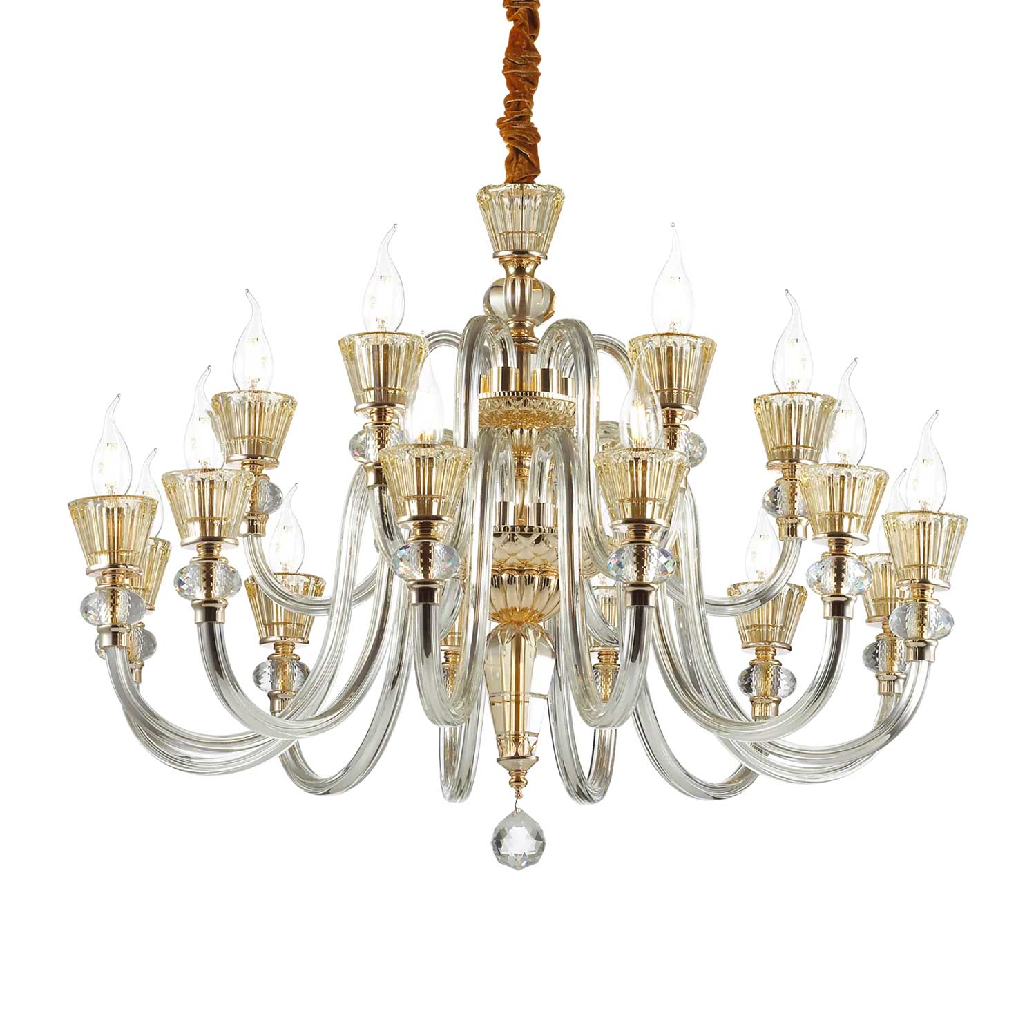 Strauss - Lustre chandelier en métal à pampilles château