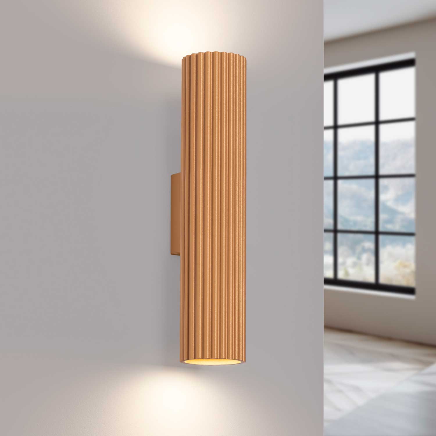 Buna - Designer-Wandleuchte aus geripptem Aluminium für Schlafzimmer