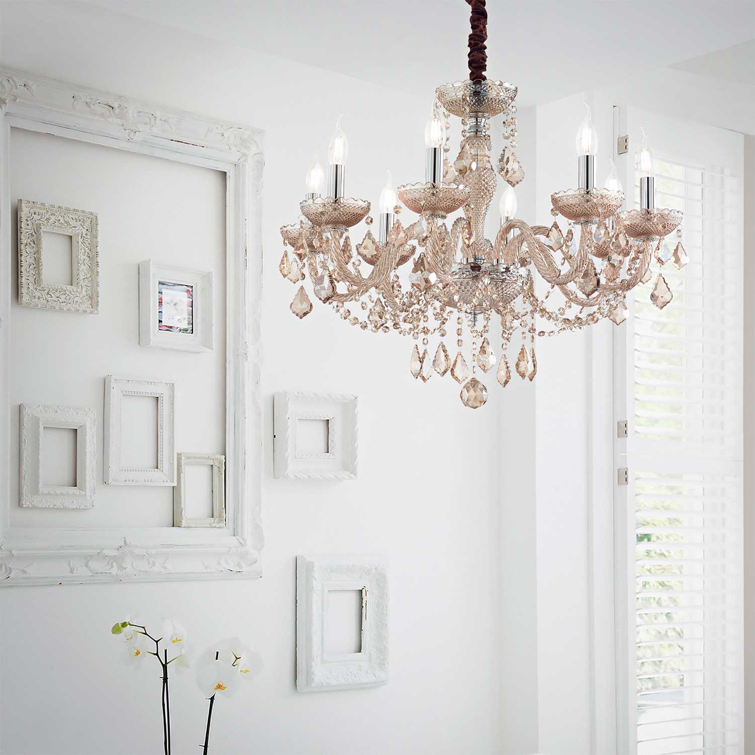 Rose - Lustre chandelier en verre ambré royal