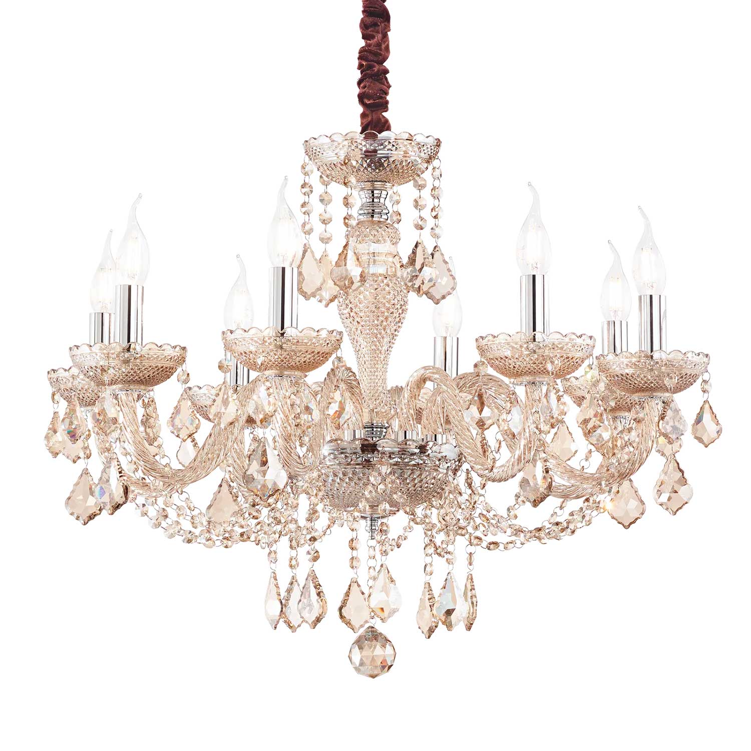 Rose - Lustre chandelier en verre ambré royal