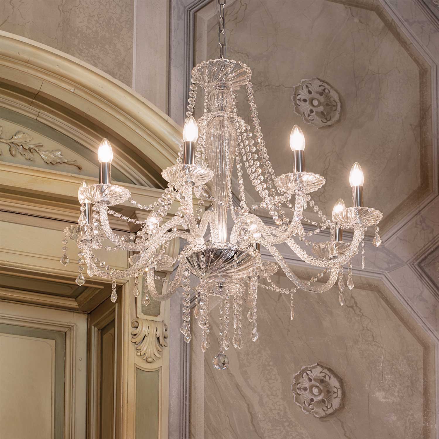 Amadeus - Lustre chandelier en verre transparent royal