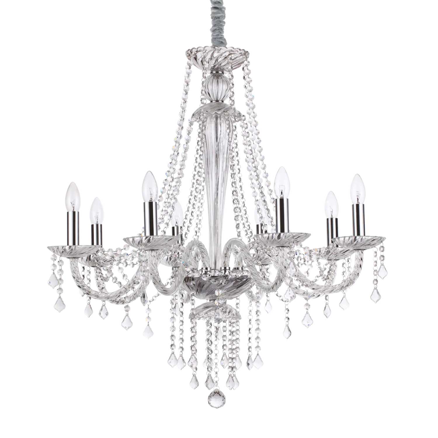 Amadeus - Lustre chandelier en verre transparent royal