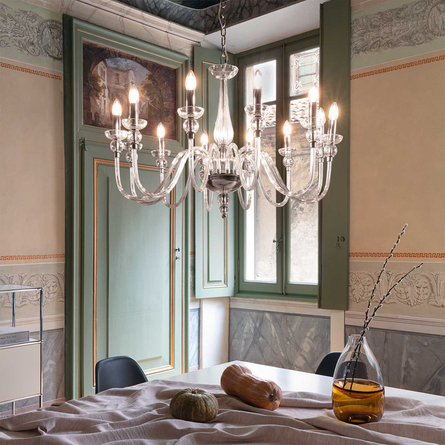 Doge - Lustre chandelier en verre transparent royal