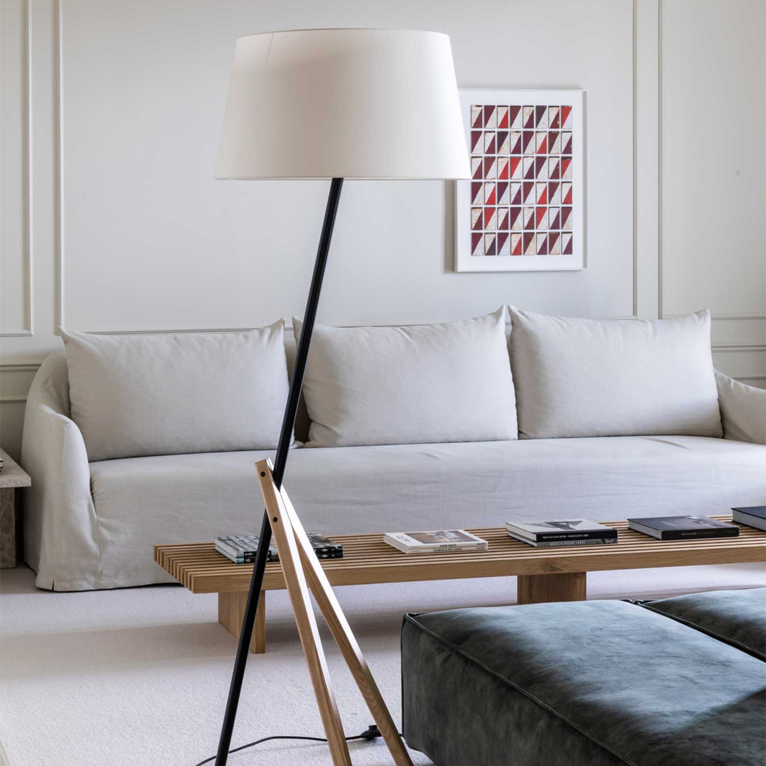 Treewood - Wooden tripod floor lamp for designer living room