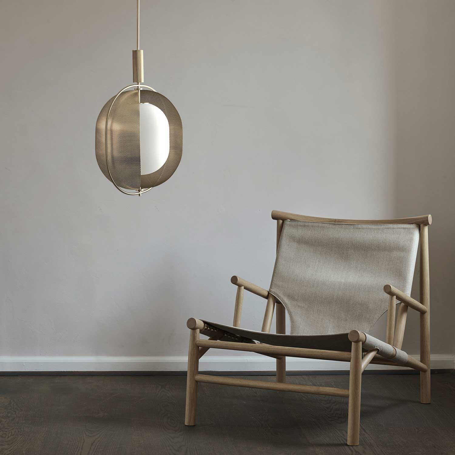 Pearl Pendant - Suspension design en verre et métal doré