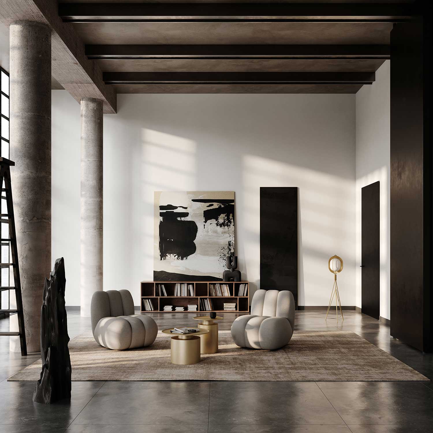 Pearl Floor - Lampadaire métal doré et verre pour salon art déco