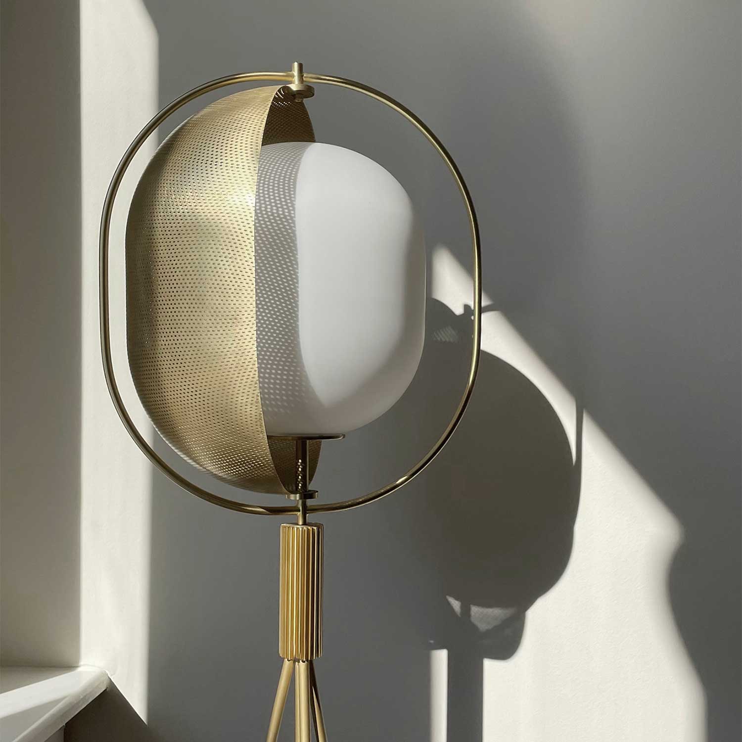 Pearl Floor - Lampadaire métal doré et verre pour salon art déco