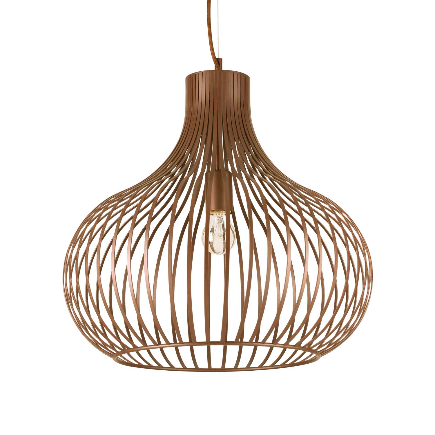 Onion - Modern design brown metal cage pendant light