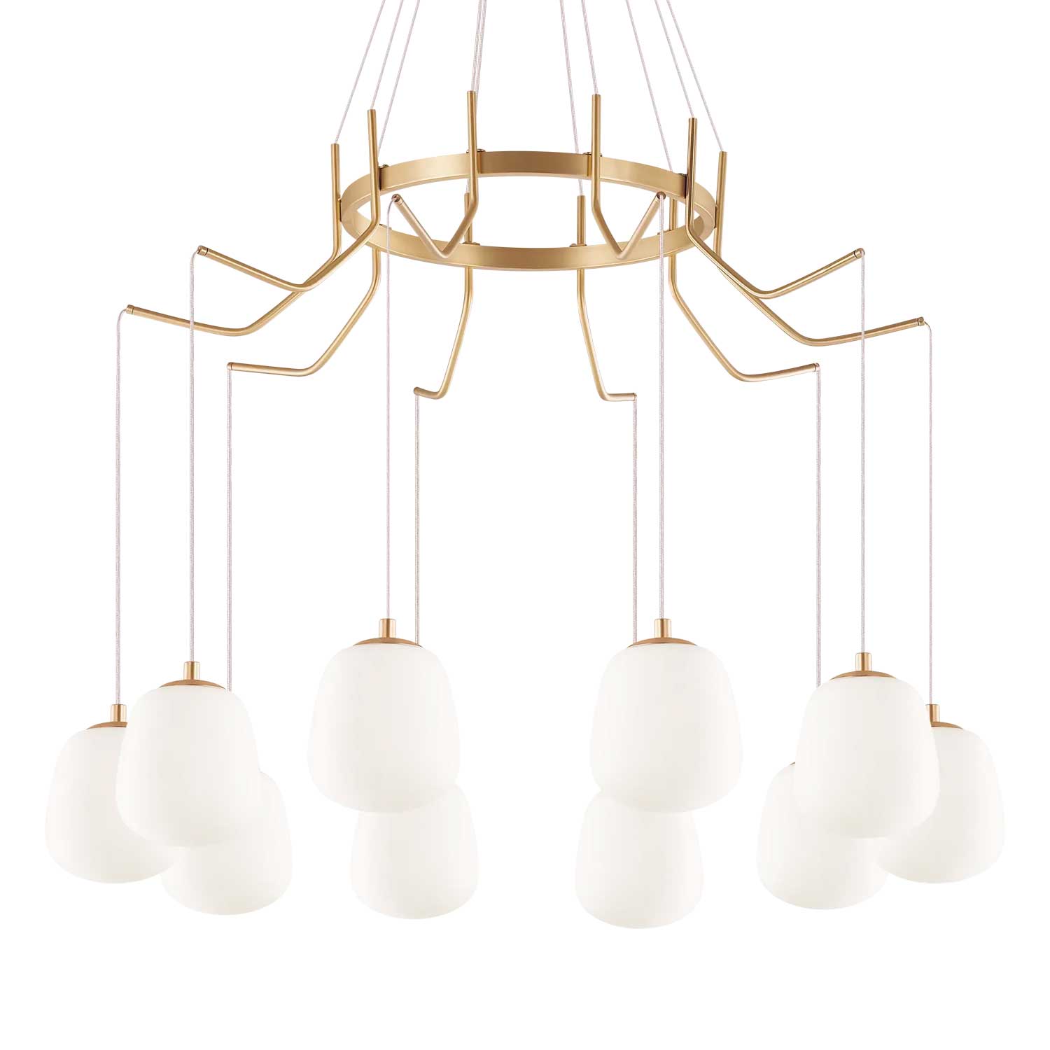 Karousel - Grand lustre doré avec boules en verre design