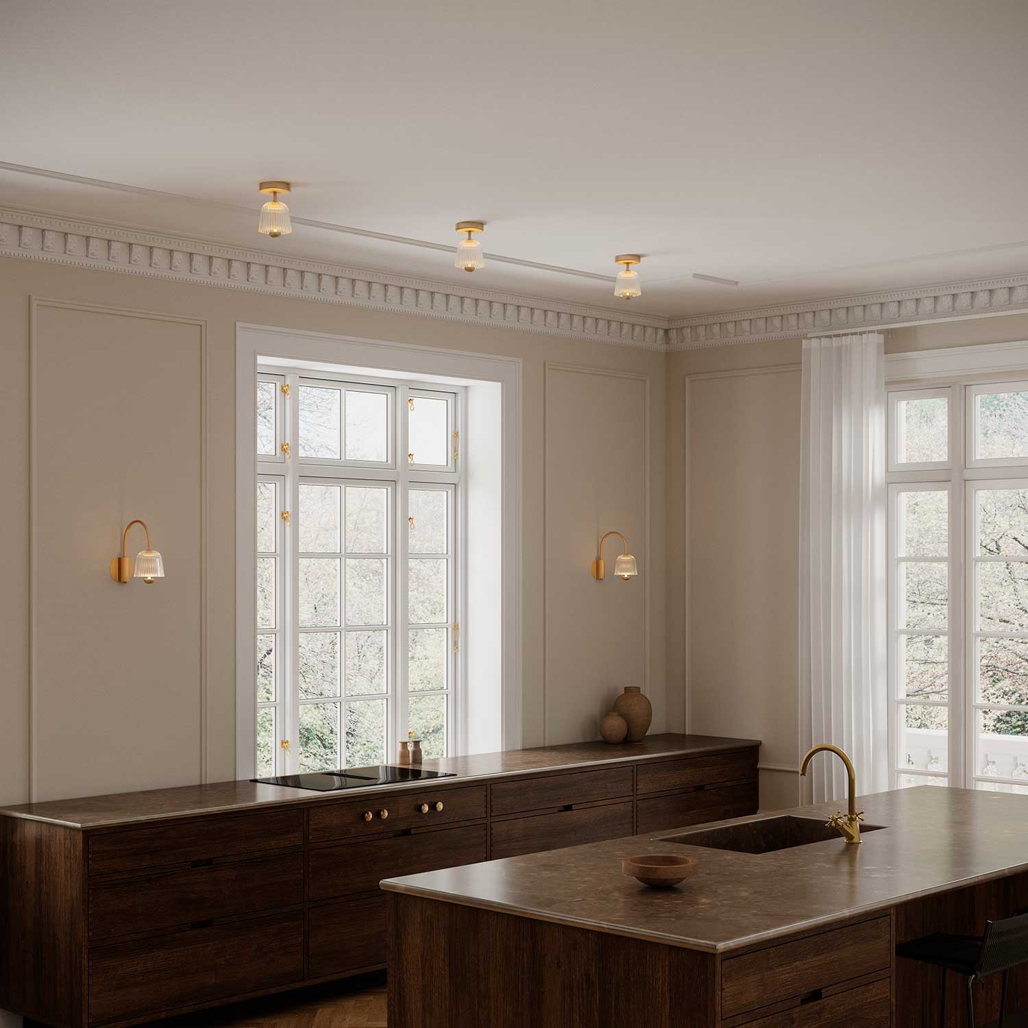 Asteea - Plafonnier doré chic et moderne design métal