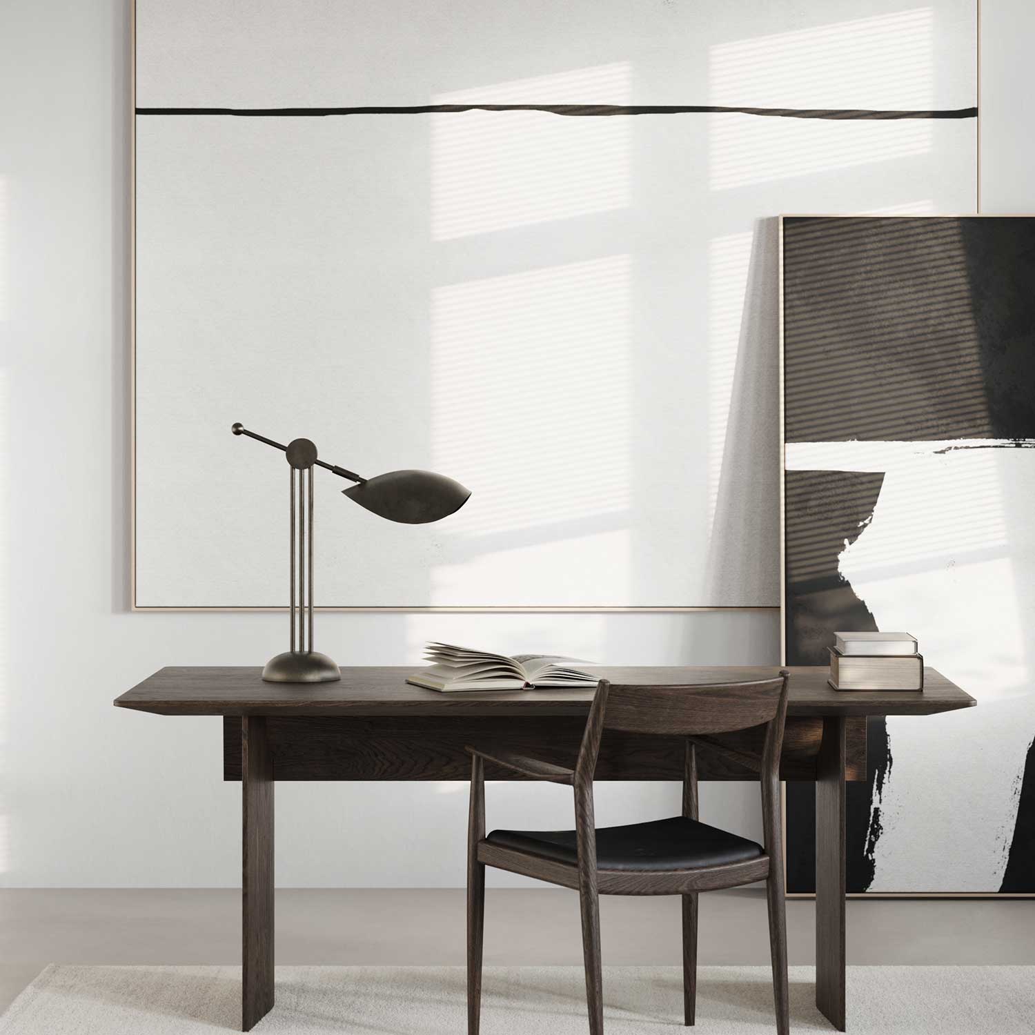 Stingray Table - Lampe à poser brutaliste en bronze pour bureau design