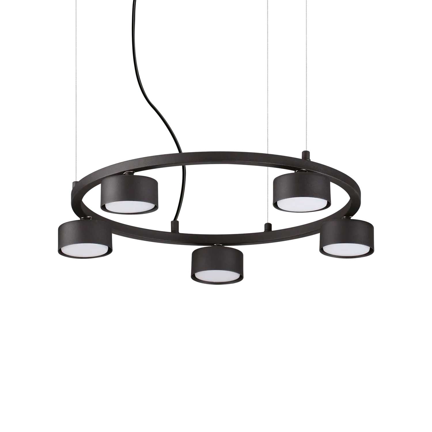 Minor Round - Large modern black pendant light with spotlights