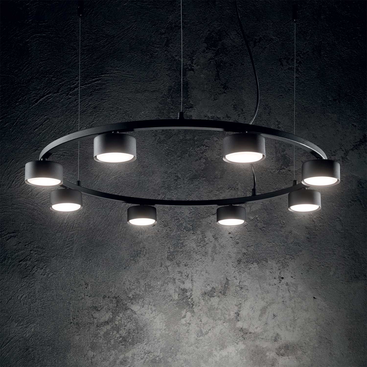 Minor Round - Large modern black pendant light with spotlights