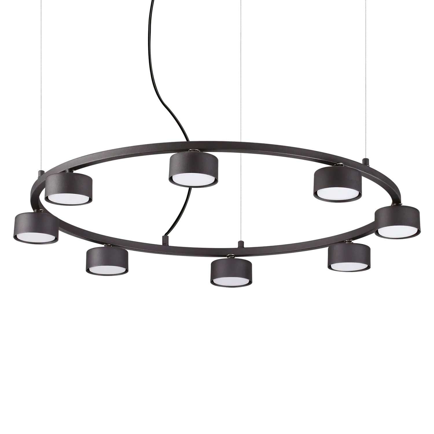 Minor Round - Grande suspension noire moderne avec spots