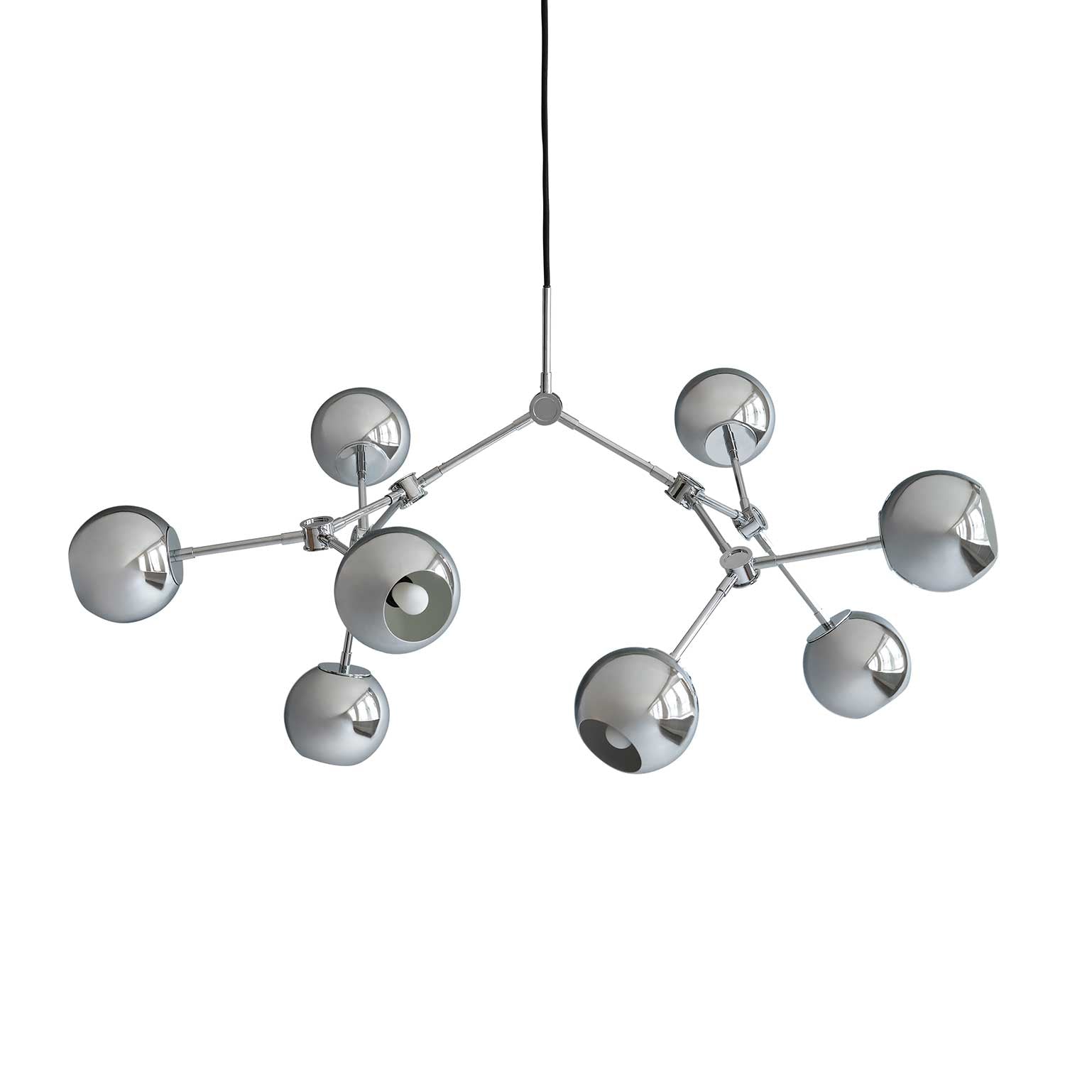 Drop Globe - Suspension en métal globe chromé pour salon