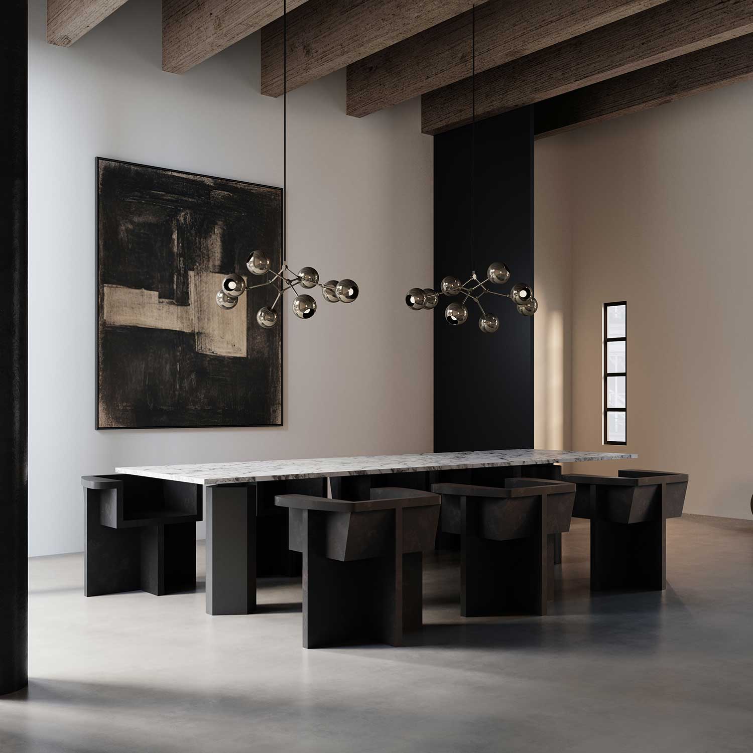 Drop Globe - Suspension en métal globe chromé pour salon