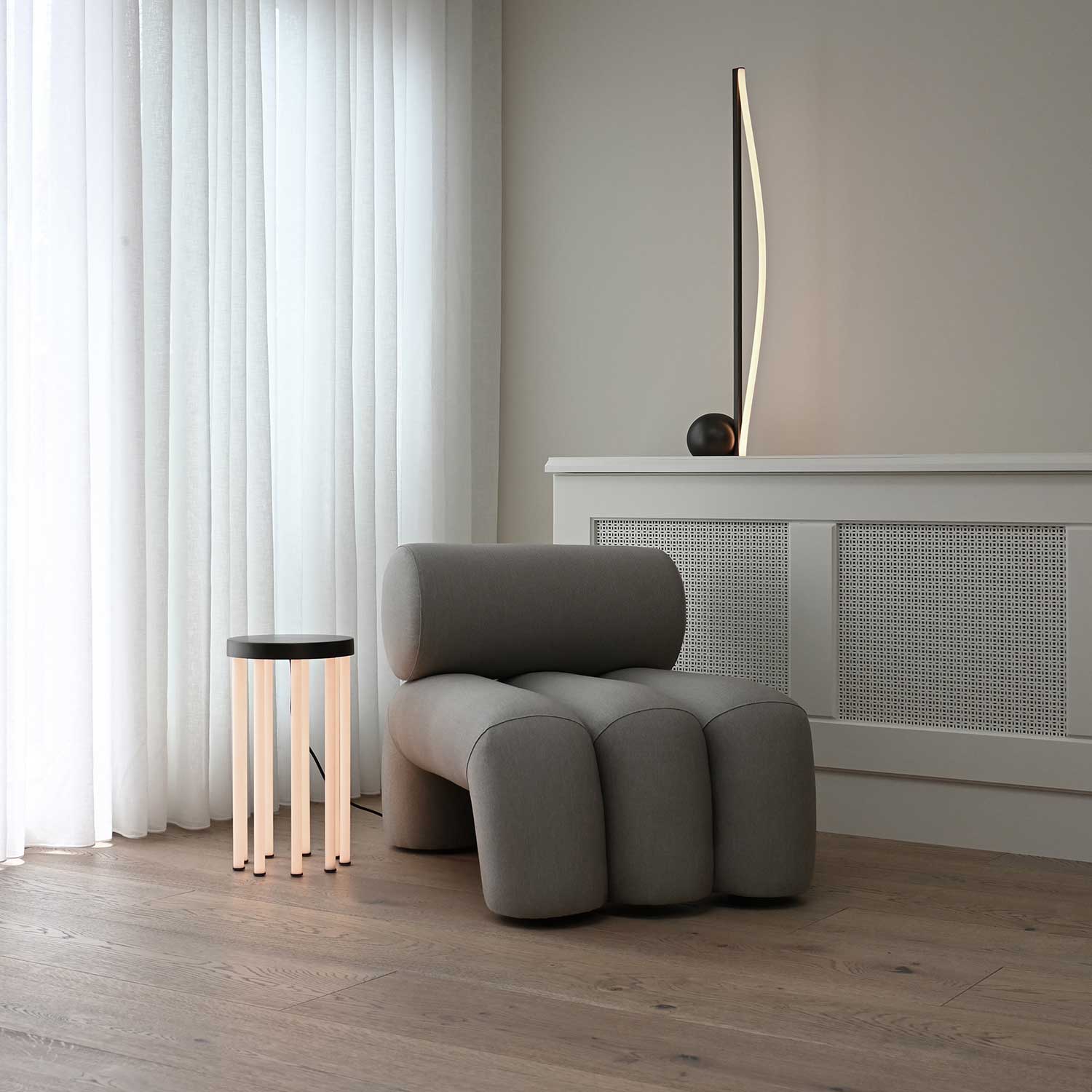 Neon - Lampe table design tube pour salon contemporain