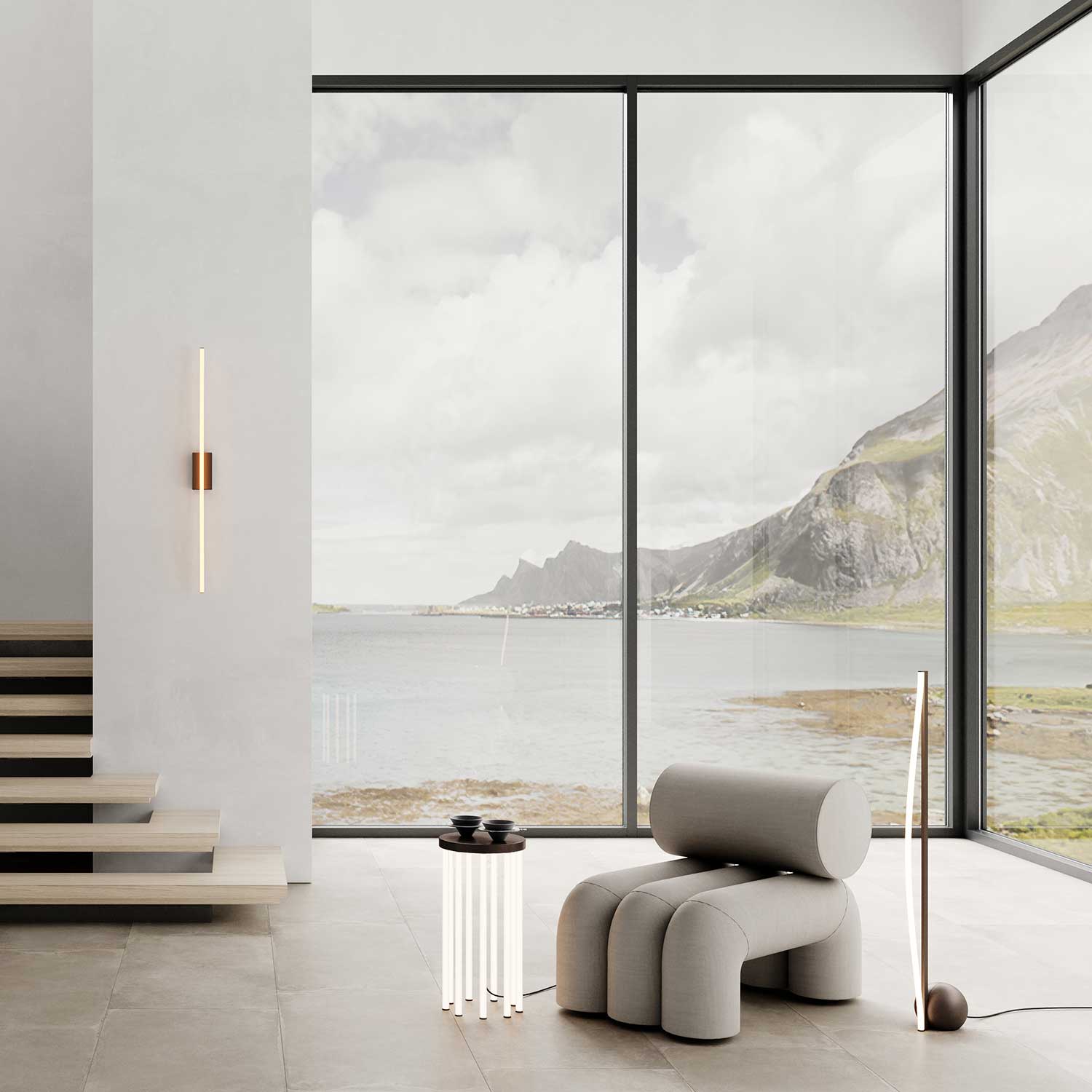 Neon - Lampe table design tube pour salon contemporain