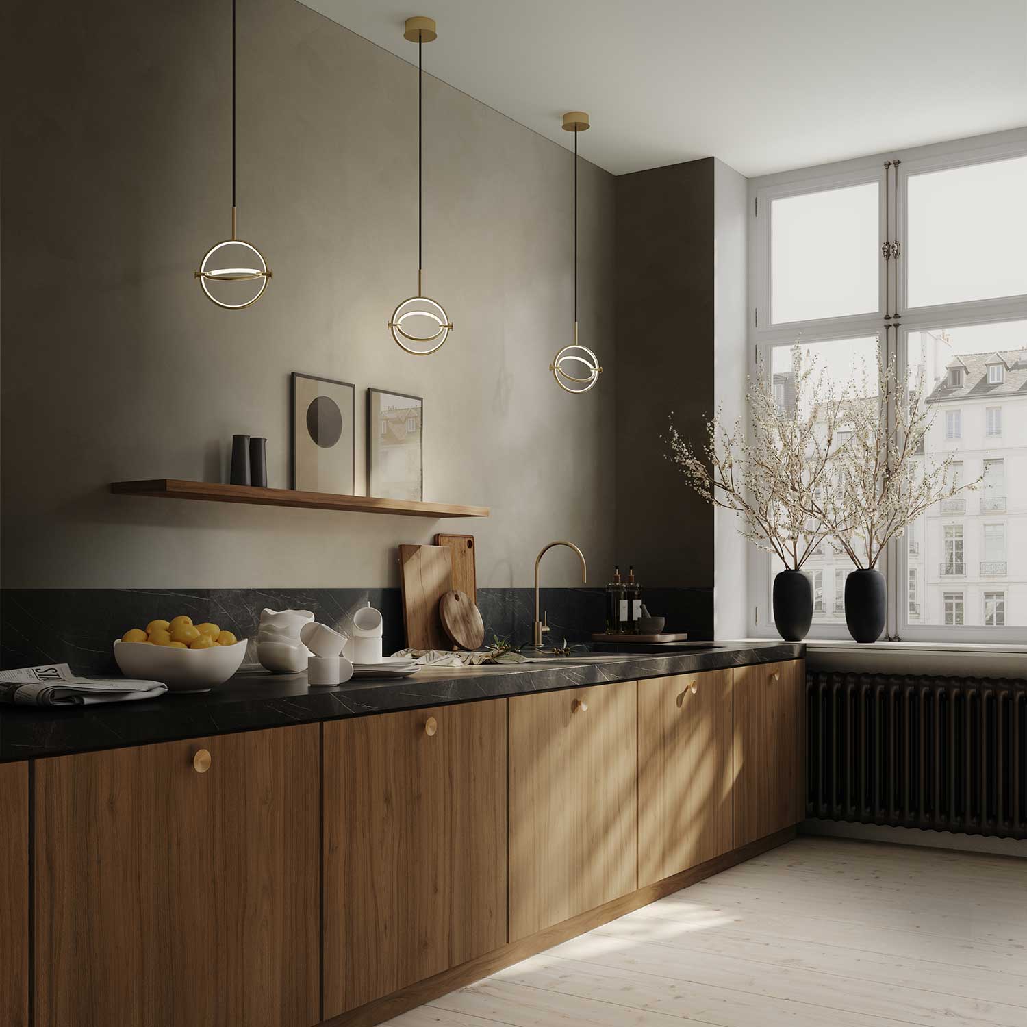 Maru Pendant - Sospensione LED cerchio in metallo design per cucina