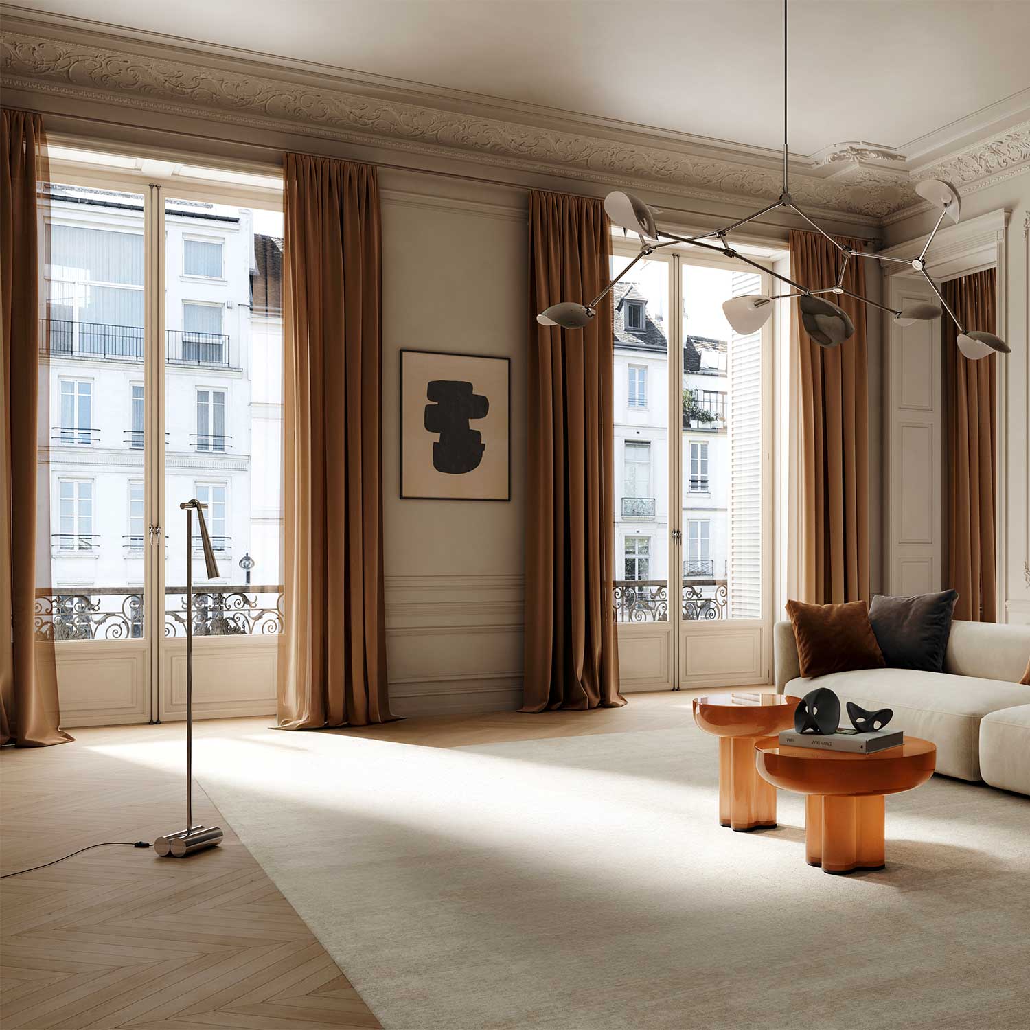 Snake - Lampadaire en acier design contemporain pour salon