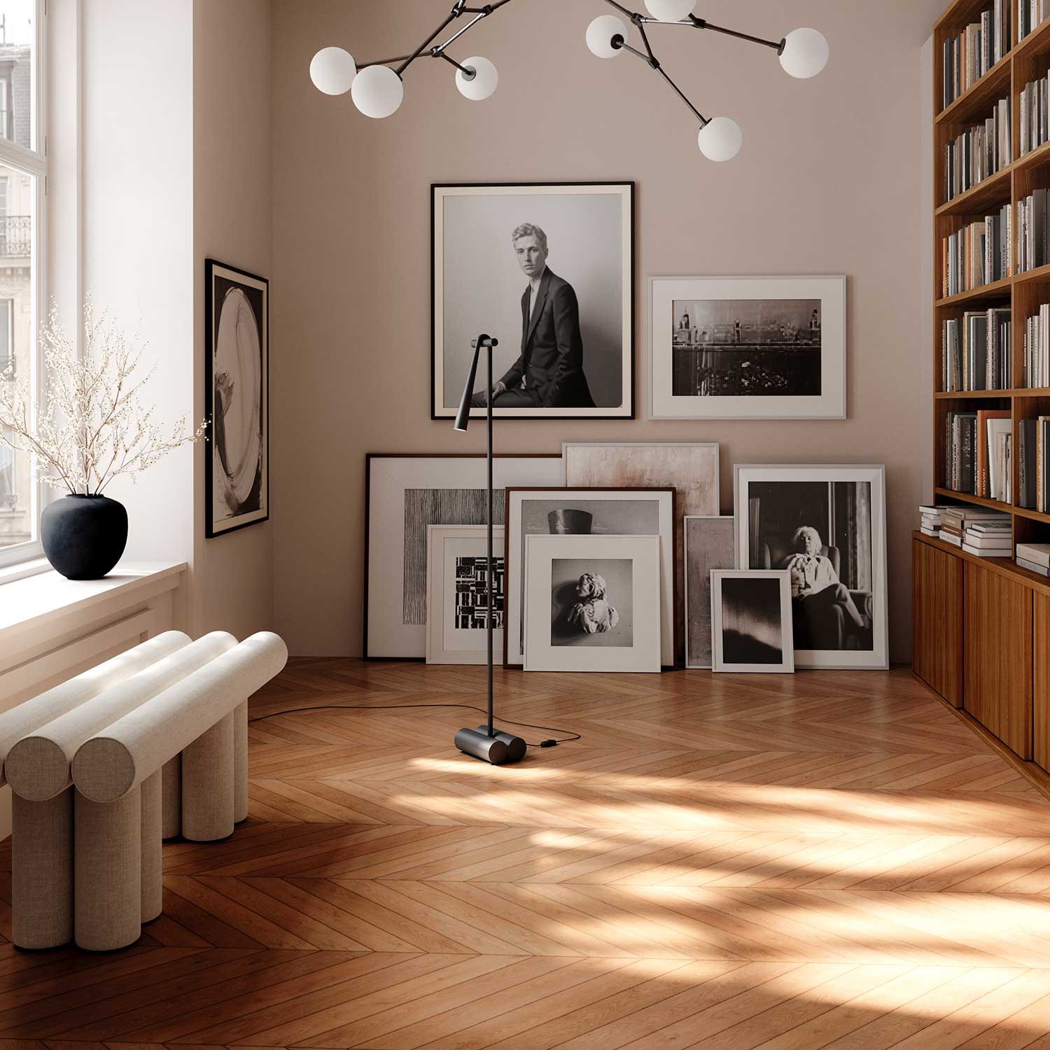 Snake - Lampadaire en acier design contemporain pour salon