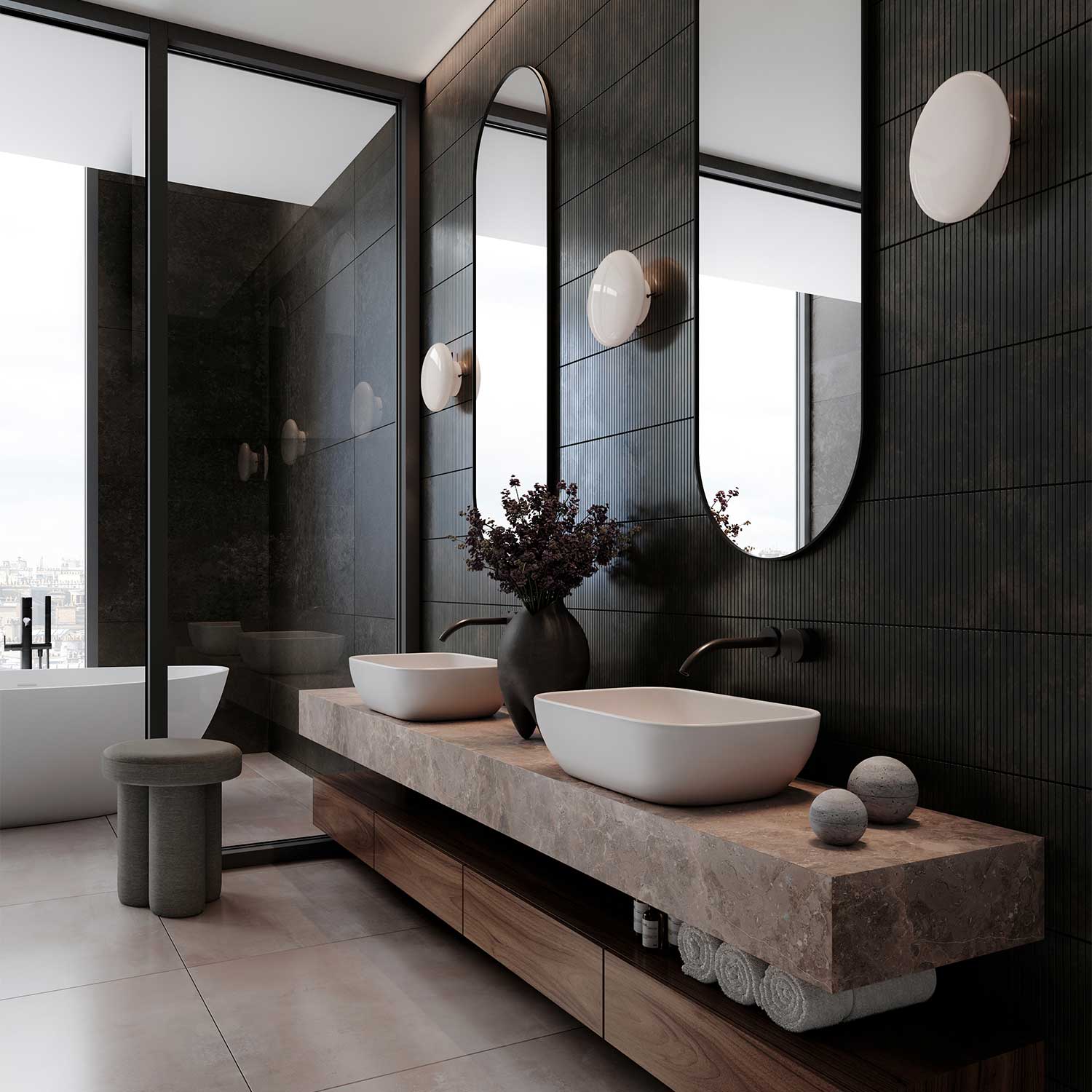 Hikari - Applique murale en verre design pour salle de bain contemporaine