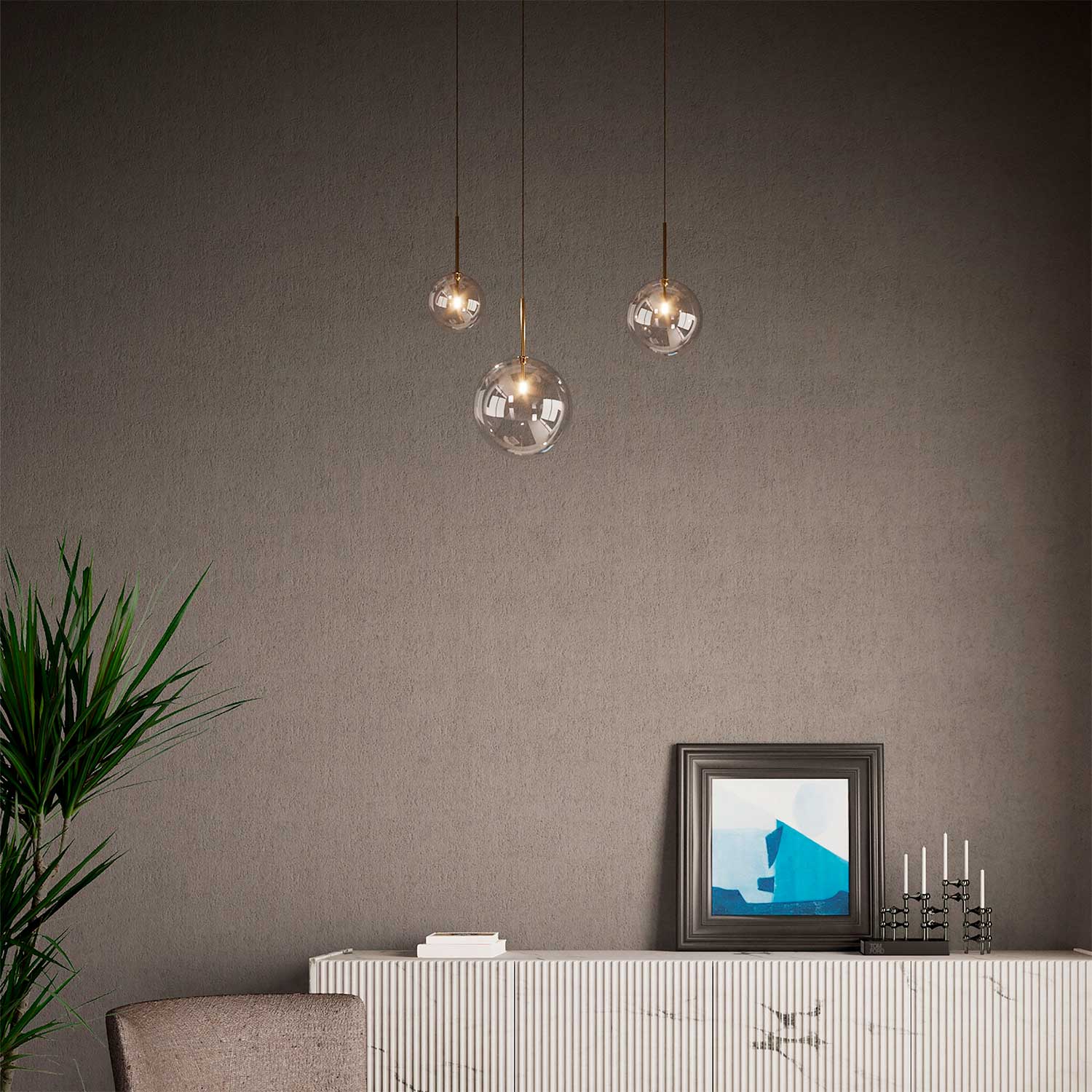 Equinoxe - Suspension boule en verre transparent design