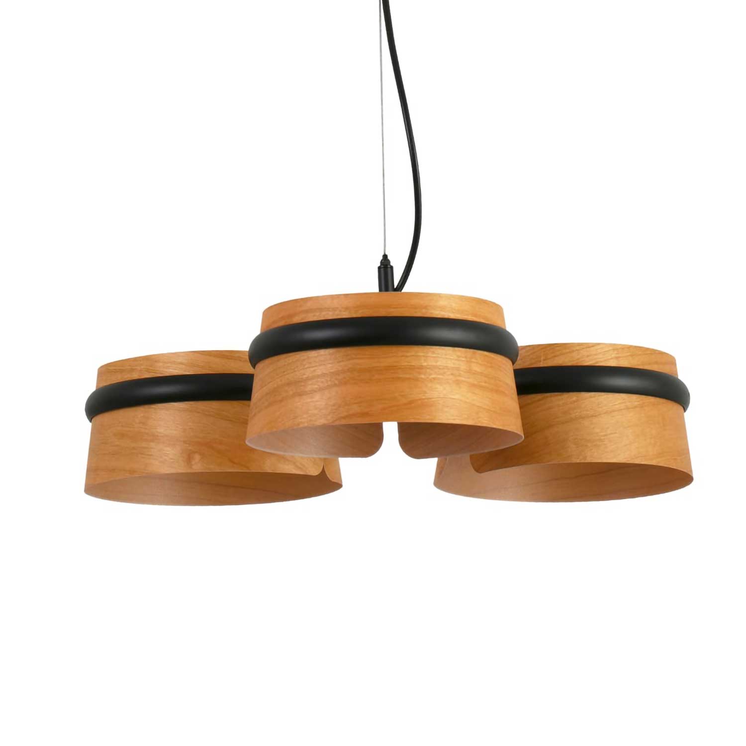 Loop - Lustre abat-jour bois pour salon moderne