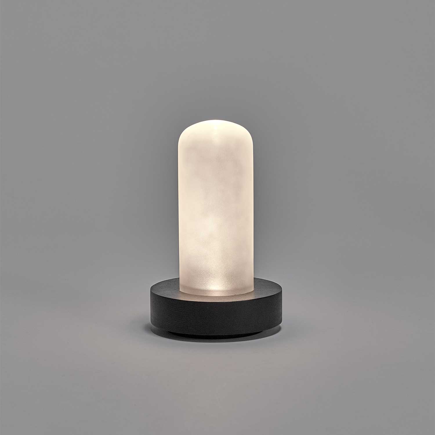 Lex - Lampe à poser LED en verre et bois, style minimaliste