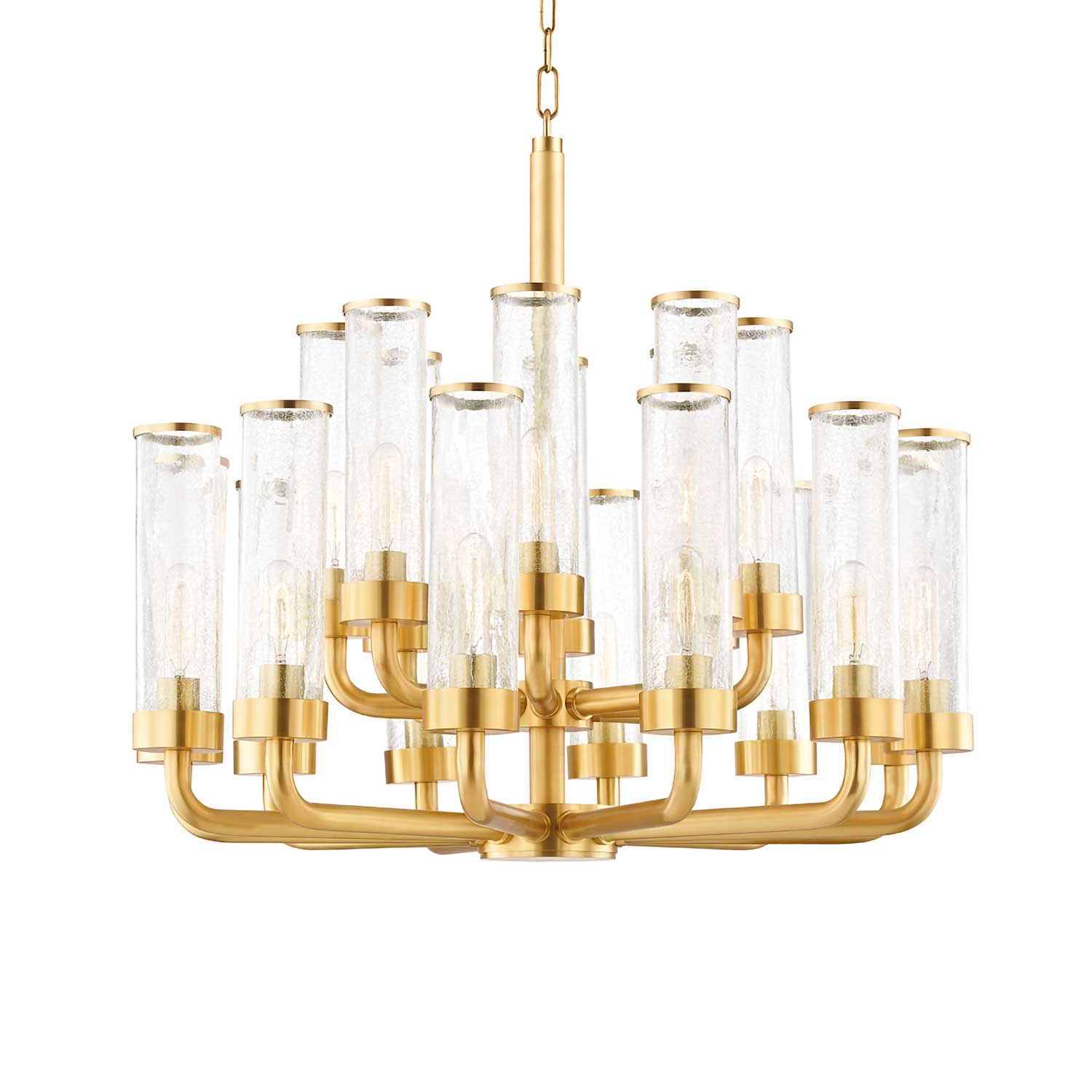 Soriano - Large chic gold brass and glass chandelier for living room