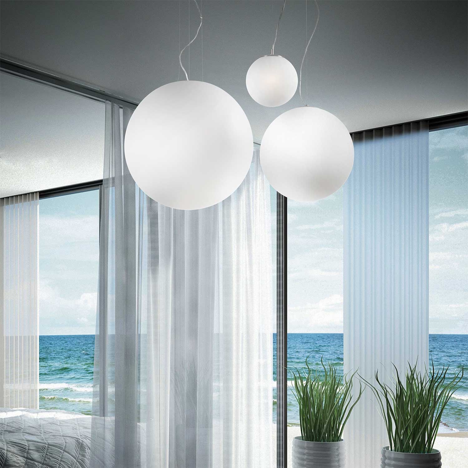Mapa - Designer opaque white glass ball pendant light