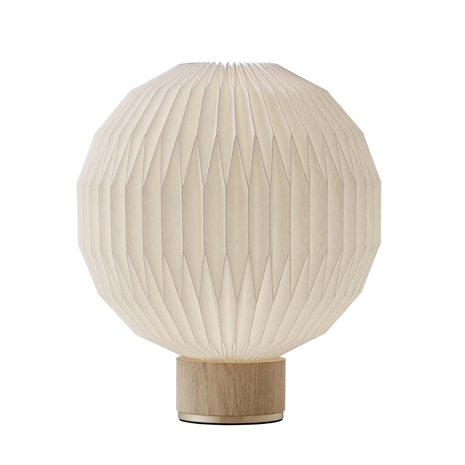 MODEL 375 - Handcrafted wood and white pleated paper table lamp