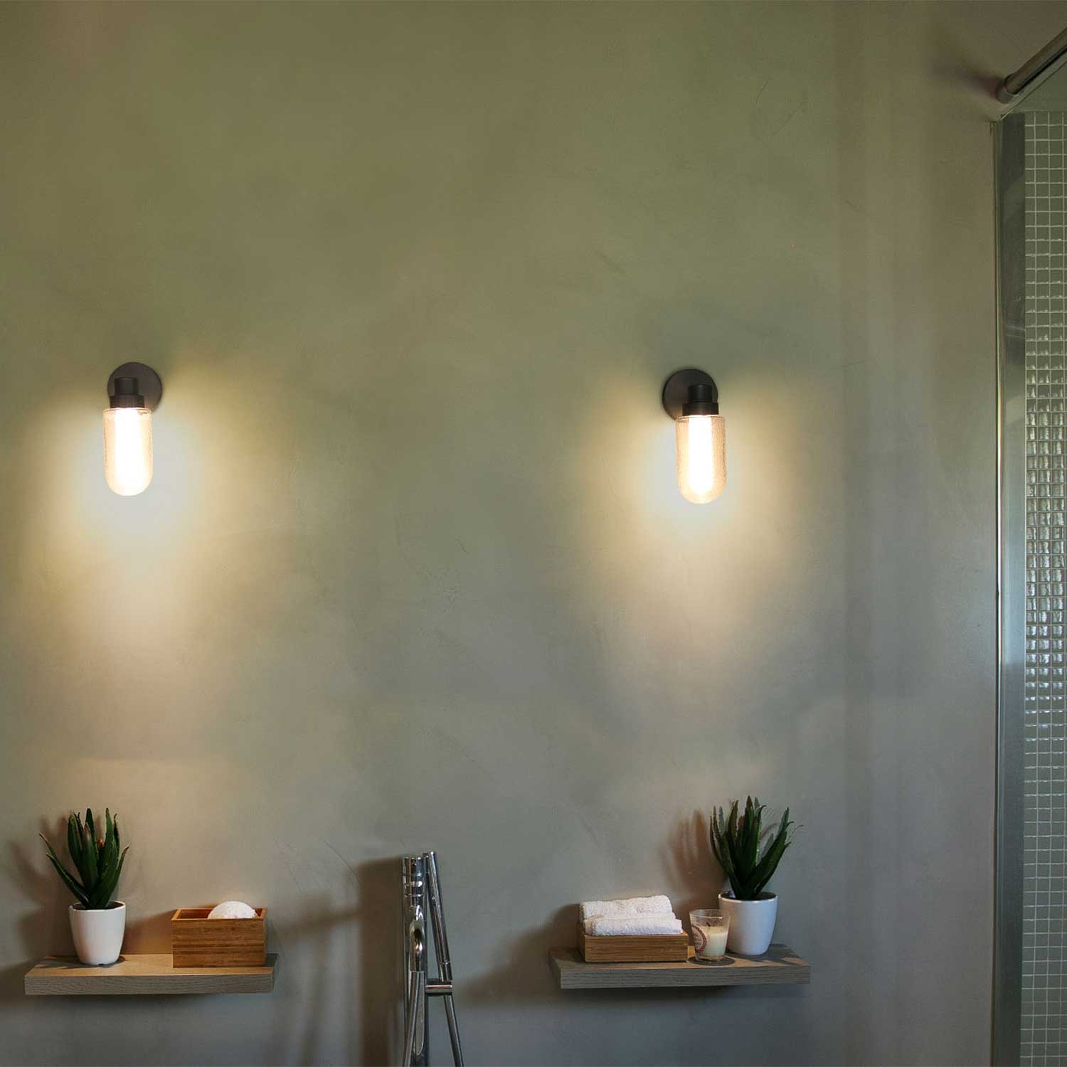 Brume - Aplique de pared LED antracita para baño vintage