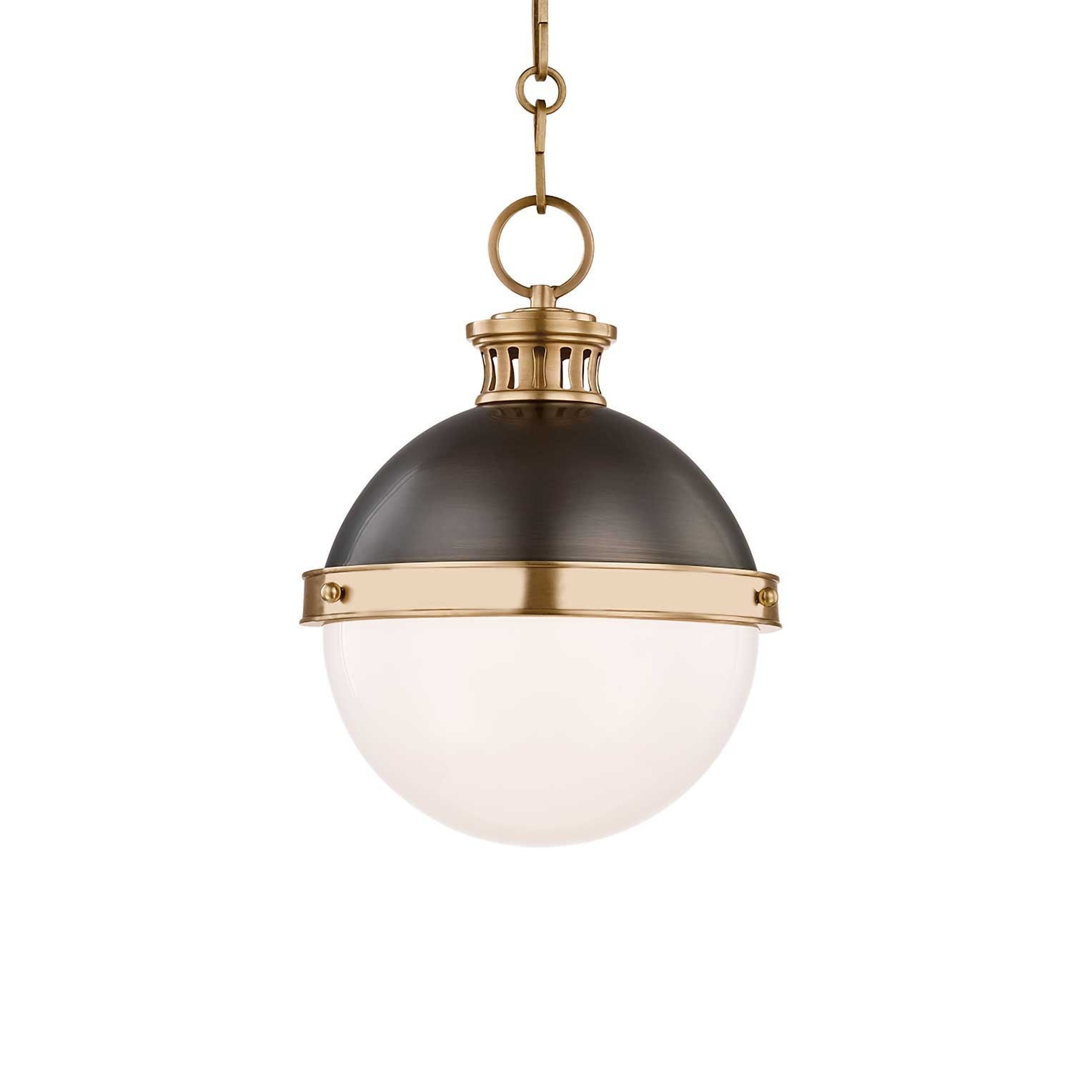 Latham - Suspension boule en verre et bronze pour salon vintage