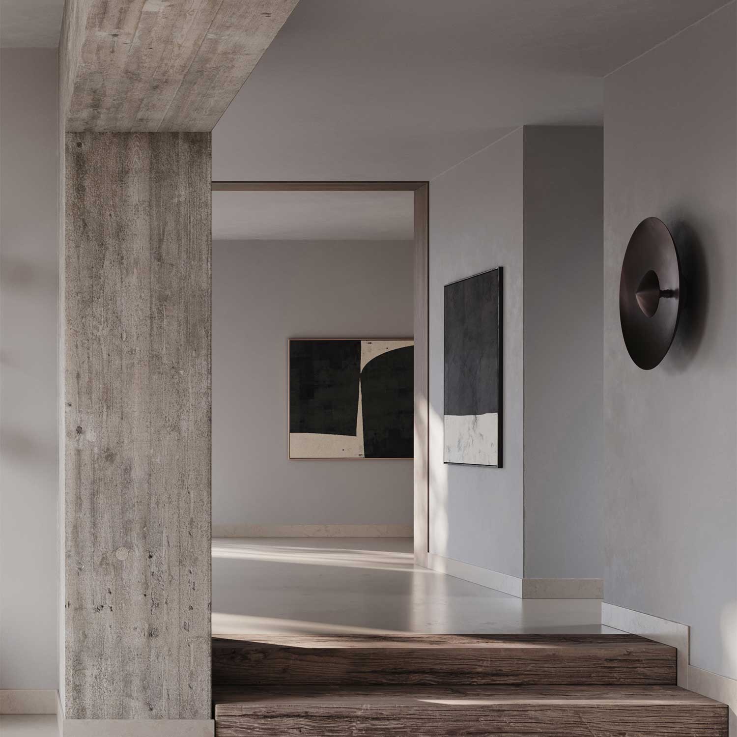 Dusk - Wall sconce in burnished steel for contemporary living room