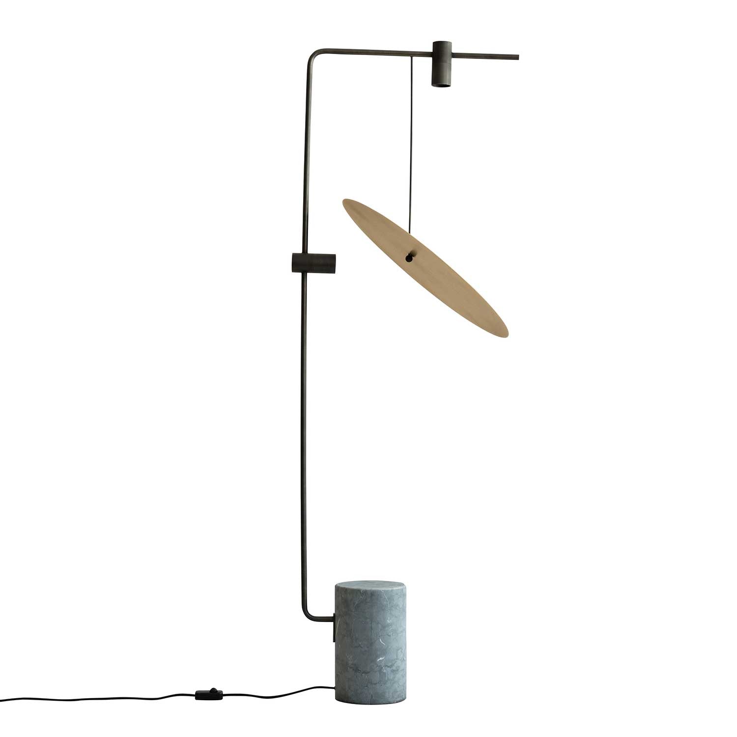 The Moon - Lampadaire laiton et marbre pour salon contemporain