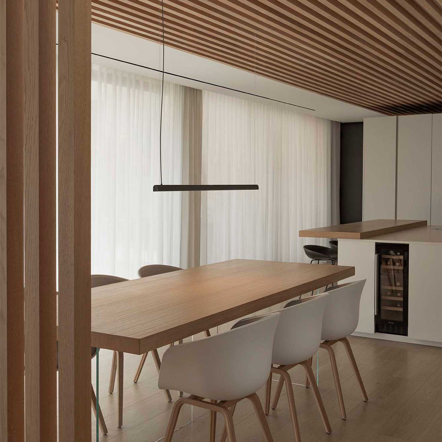 Vico - Suspension led noire linéaire pour cuisine moderne
