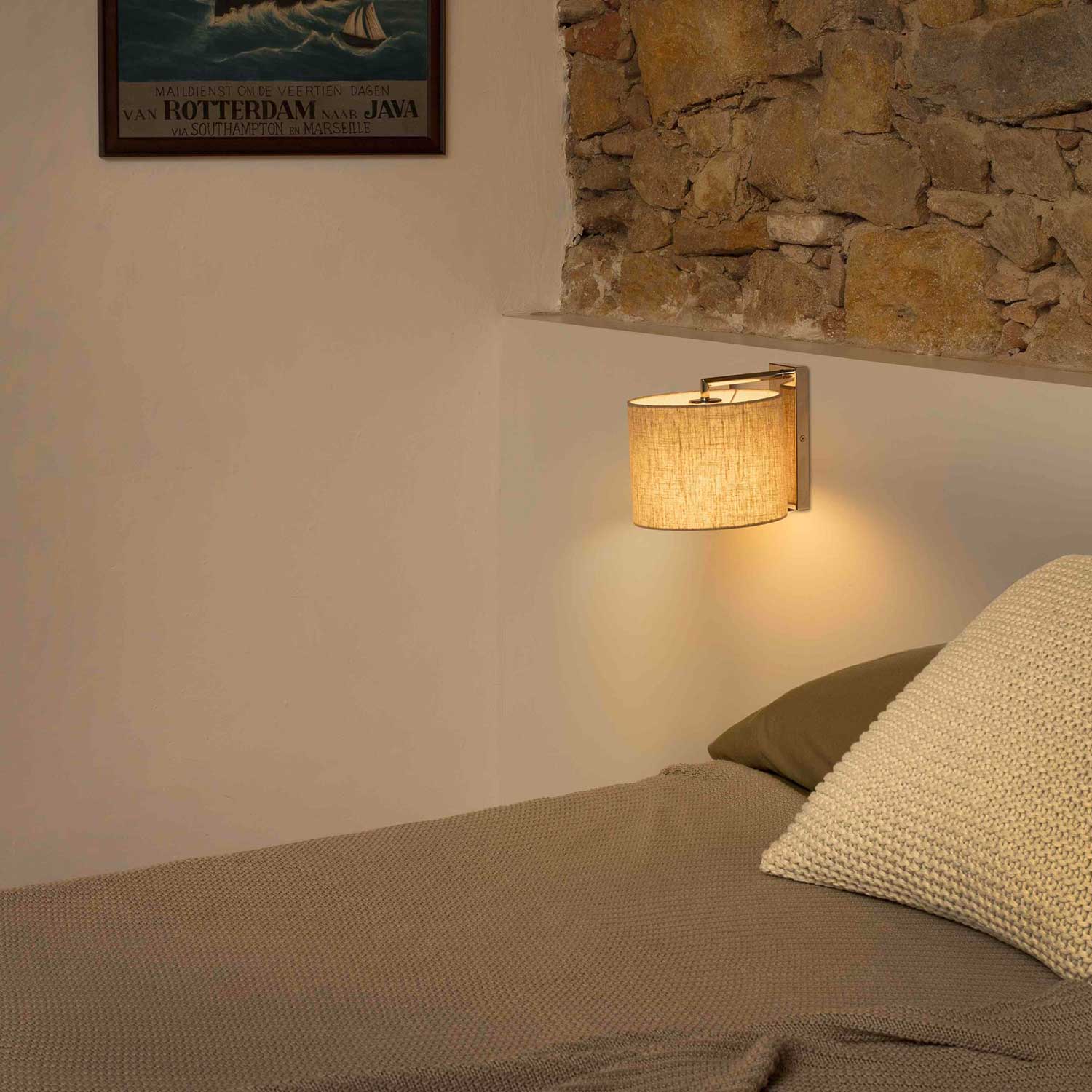 Sahara - Aplique de pared para dormitorio con pantalla de tela