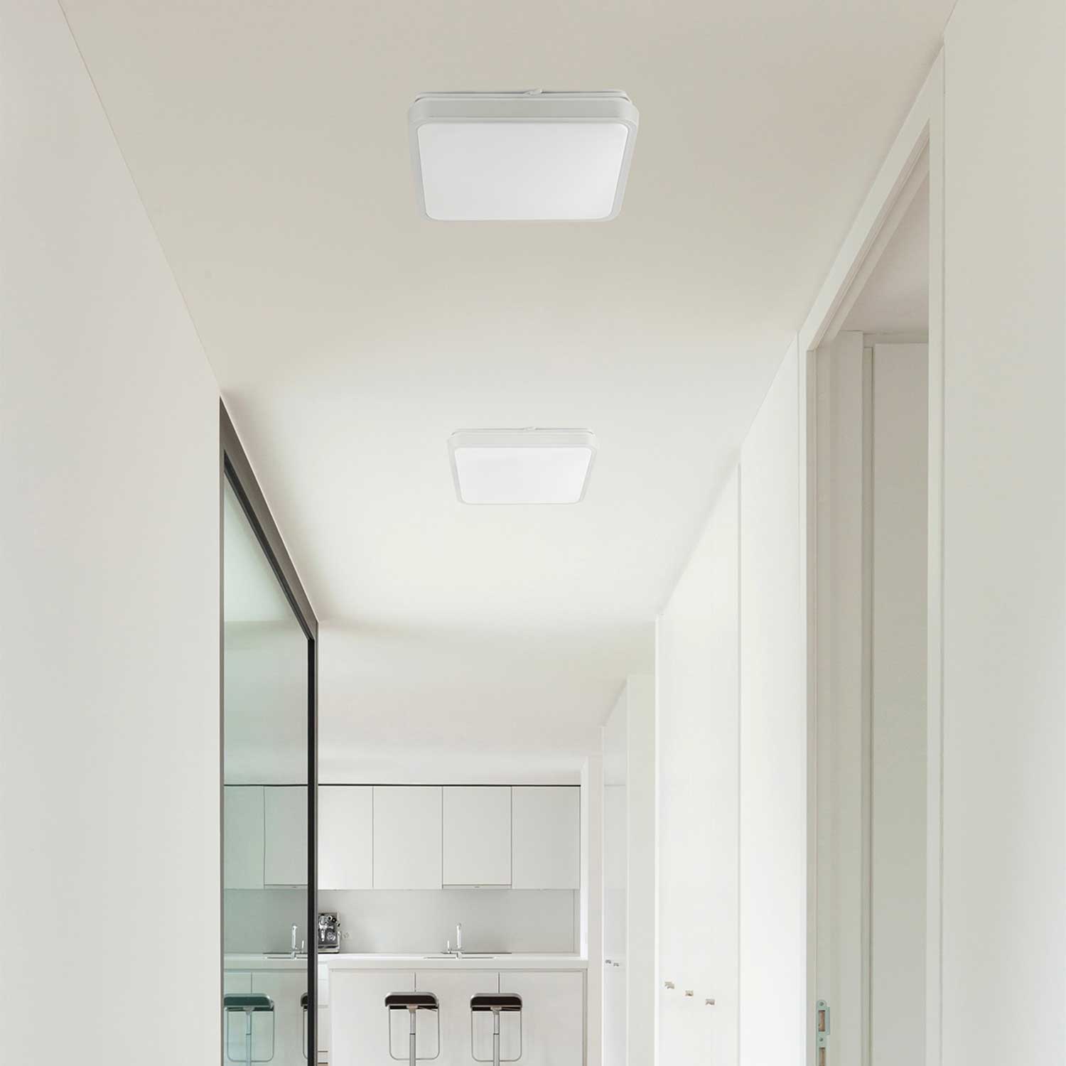Iris - Plafón cuadrado blanco con led 3000K para cocina