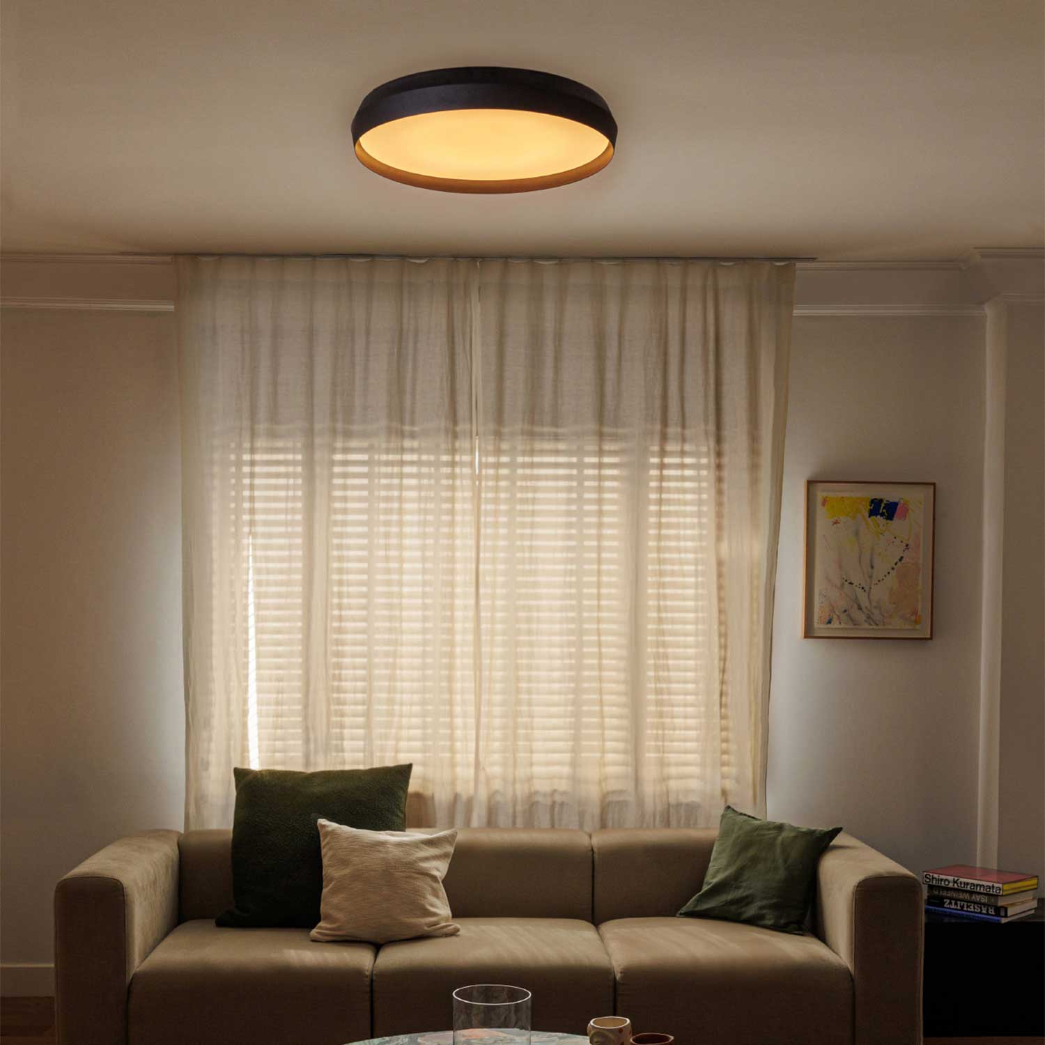 Shoku - Plafonnier rond en acier à led design moderne