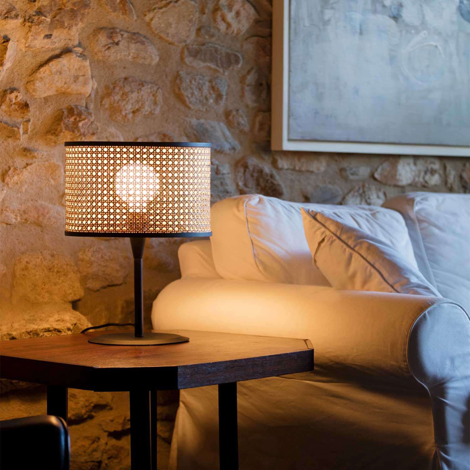 Mambo - Rattan-Tischlampe für das Bohème-Wohnzimmer